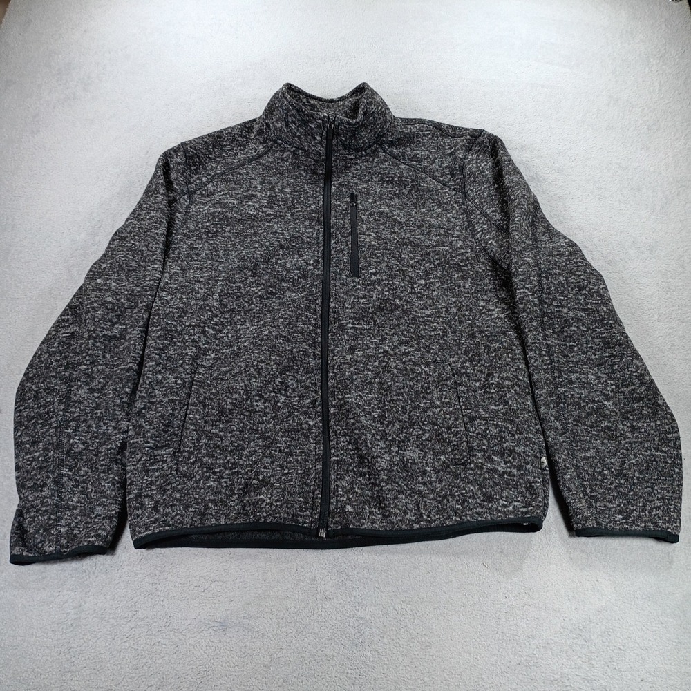 32 Degrees Mens Full Zip Marled Fleece Jacket Gray L Chest Pocket